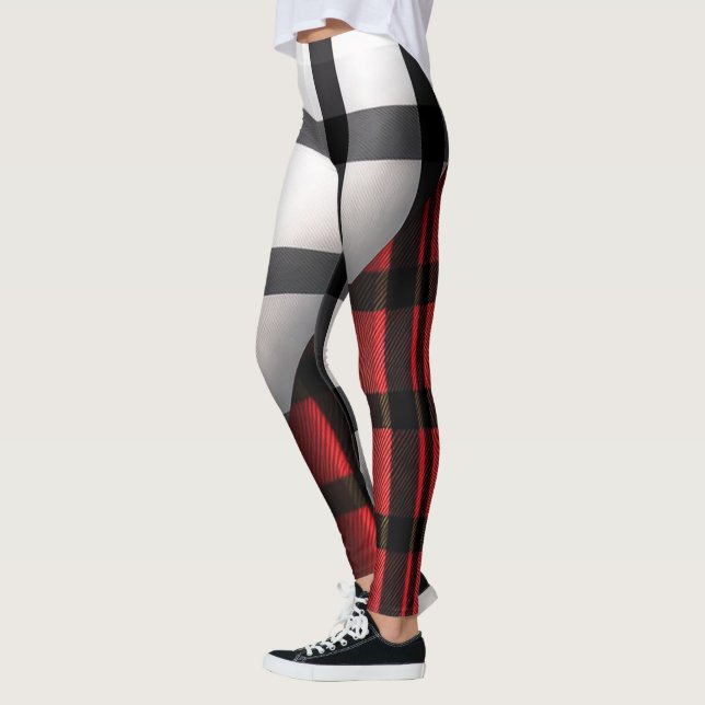 Legging Coleção de Xadrezes Preta xadrez Abstrato Moderna (Esquerda)