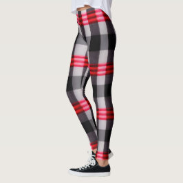 Legging Coleção de Xadrezes Pretas Abstrato Vermelha xadre