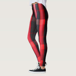 Legging Coleção de Xadrezes Vermelha Abstrato da Tendência