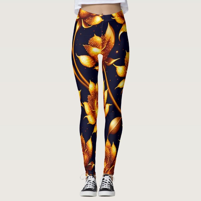 Legging Coleção Dourada de Rosa de Grande Luxo Moderno (Frente)