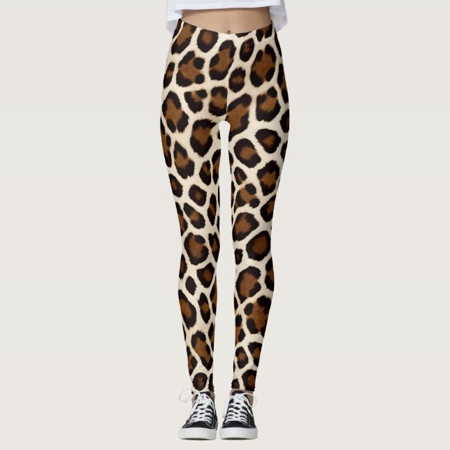 Legging Coleção Elegante de Leopardo Branco Popular de Lux (Frente)