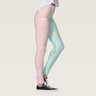 Legging Coleção Luxo Rosa Bege Rosa Hortelã Dourado Popula