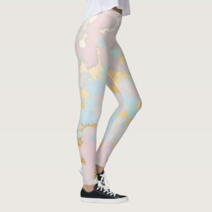 Legging Coleção Luxuosa Rosa Bege Rosa Hortelã Dourado Pop