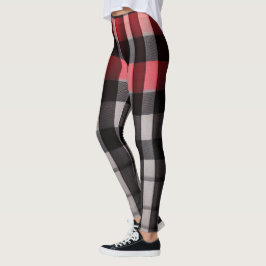 Legging Coleção Moderna de Xadrez Negra Vermelha