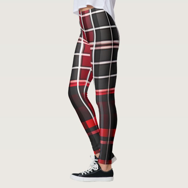 Legging Coleção Popular da Xadrez Vermelha abstrato (Esquerda)