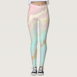Legging Coleção Popular de Luxo Rosa Bege Menta Dourado