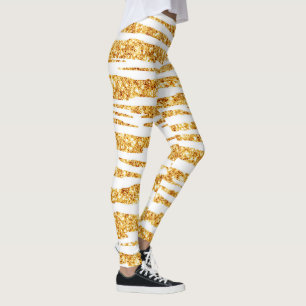 Legging Coleção Popular de Tigres Boho com Brilho Branco D