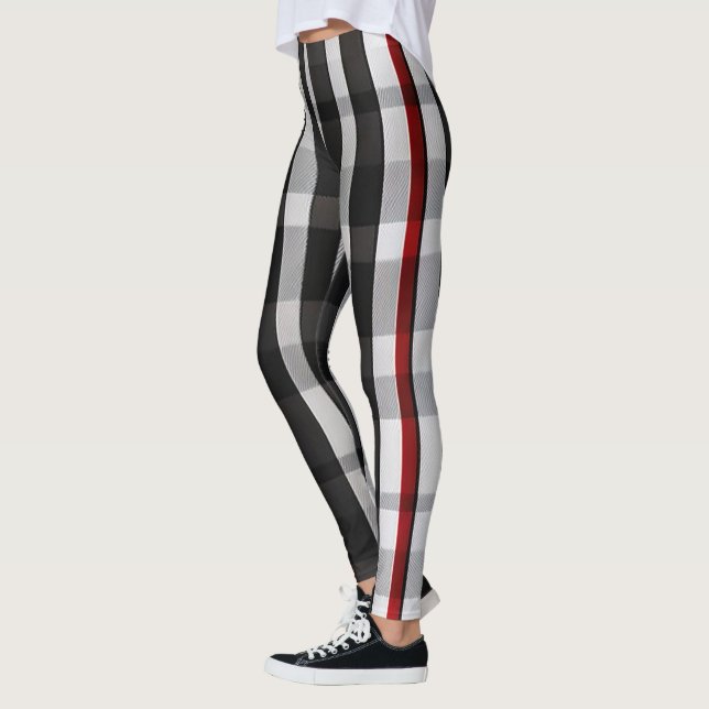 Legging Coleção Popular de Xadrezes Pretas Abstrato (Esquerda)