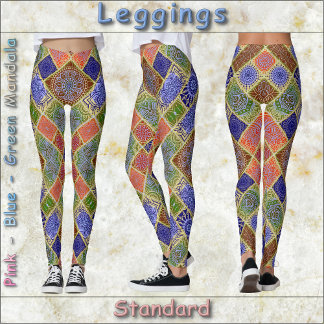 Legging COLEGAS - Design de Mandala Rosa-Azul-Amarelo-Verd