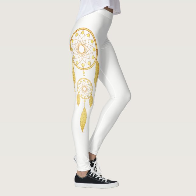 Legging Coletor dourado boémio do sonho da pena (Direita)
