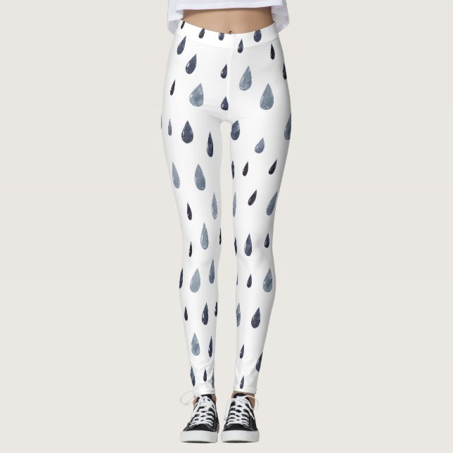 Legging Colírio de aquarela, padrão uniforme de indigo. (Frente)