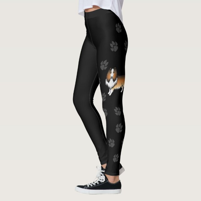 Legging Collie Áspero Sable Cachorro de Desenho Animado Fo (Esquerda)