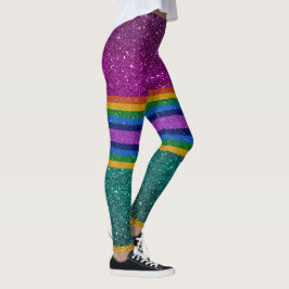Legging Coloquem-me Pernas de Moda do Arco-Íris 7 Pop