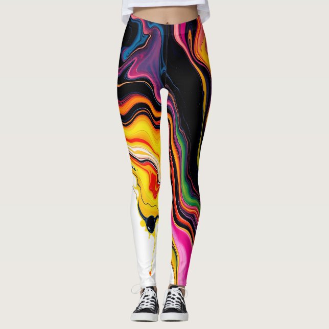 Legging Color Splash Swirl – Vibrant Abstract Drip Art (Frente)