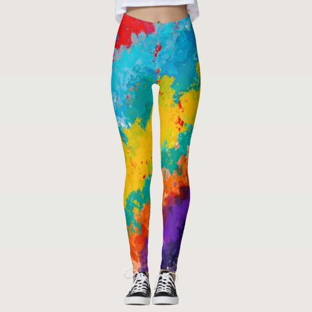 Legging Coloração da pintura de fiesta - Traços coloridos (Frente)
