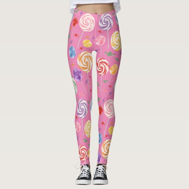 Legging Coloração do padrão doce Lollipop (Frente)