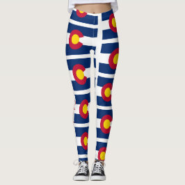 Legging Colorado Rocky Mountains State Flag Red Blue Doura