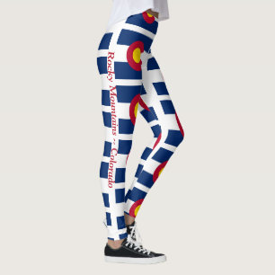Legging Colorado Rocky Mountains State Flag Red Blue Doura