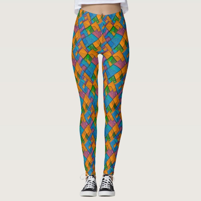 Legging Colores de retalhamento de estilo Abstrato Quilt a (Frente)