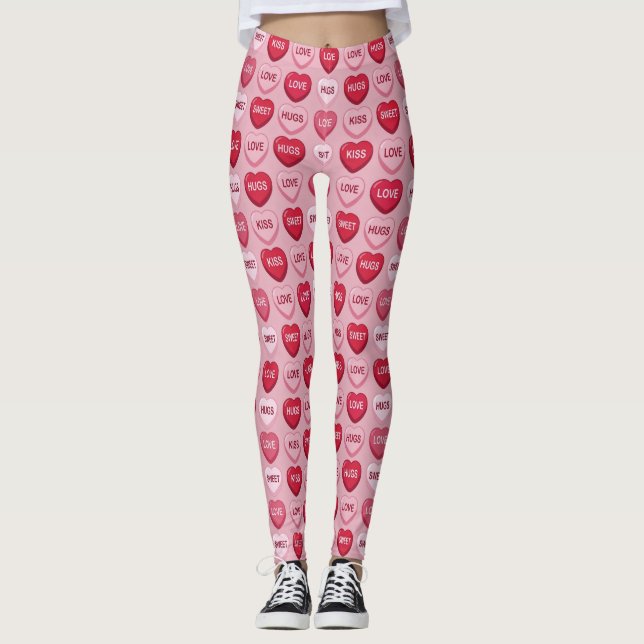 Legging colorful candy Valentine's day heart pattern (Frente)