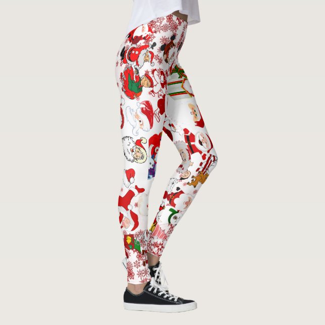 Legging Colorful Christmas Santa Claus Moods Red Snowflake (Direita)