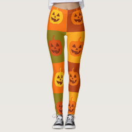 Legging Colorful Halloween Pumpkin Grid