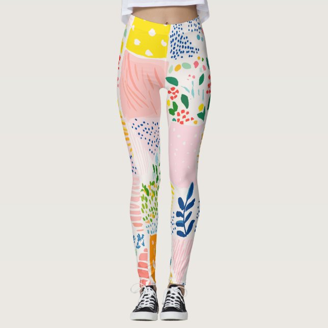 Legging Colorful Pastel Patchwork Preppy (Frente)