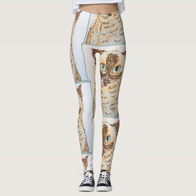 Legging Colorful Quirky Cat Portrait (Frente)