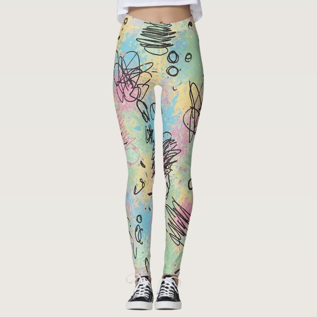 Legging Colorful Urban Graffiti Pattern (4) (Frente)