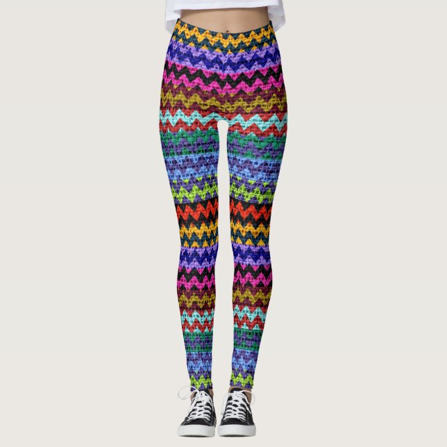 Legging Colorida Chevron Pattern Burlap Look #10 (Frente)