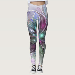 Legging Colorida Fantasy Abstrato Moderna Flor Fractal