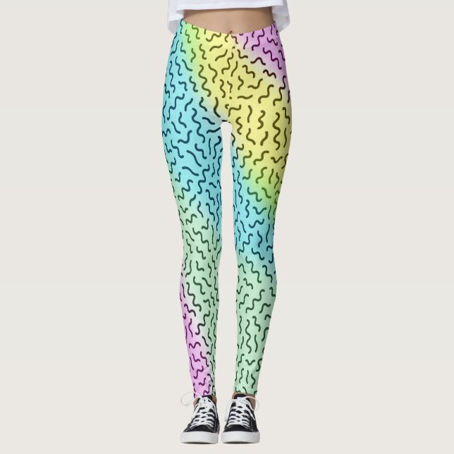 Legging Colorida Retro Memphis - Padrão Pastel (Frente)