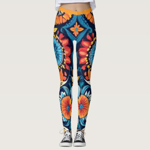 Legging Colorido Boho Floral Elegância: Vibrante Mandala
