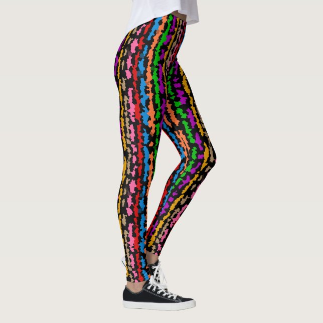 Legging Colorido Design Abstrato Irregular Preto  (Direita)