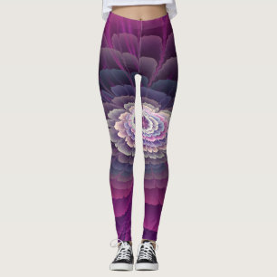 Legging Colorido Floral Abstrato Fractal Arte Rosa