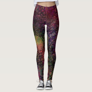 Legging Colorido, original, louco com círculos tirados mão