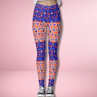 Legging Colorido Remendo de Coração Decora Kawaii Harajuku