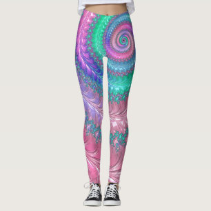 Legging Colorido Trippy Funky Tom Jóia Espiral Fractal