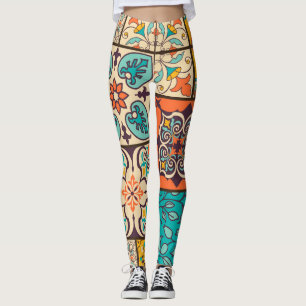 Legging Colorir Azulejo Majolica Islâmica