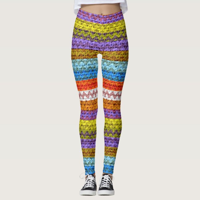 Legging Colorir Coloração Chevron Pattern Burlap Olhe #3 (Frente)