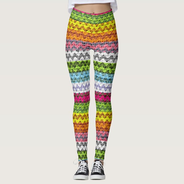 Legging Colorir Coloração Chevron Pattern Burlap Olhe #7 (Frente)