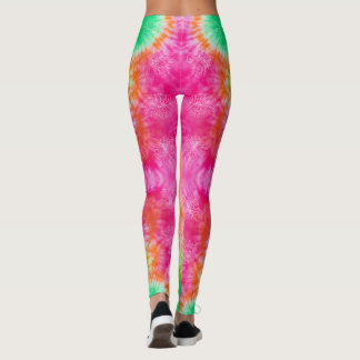 Legging Coluna Rosa E Verde E Corante