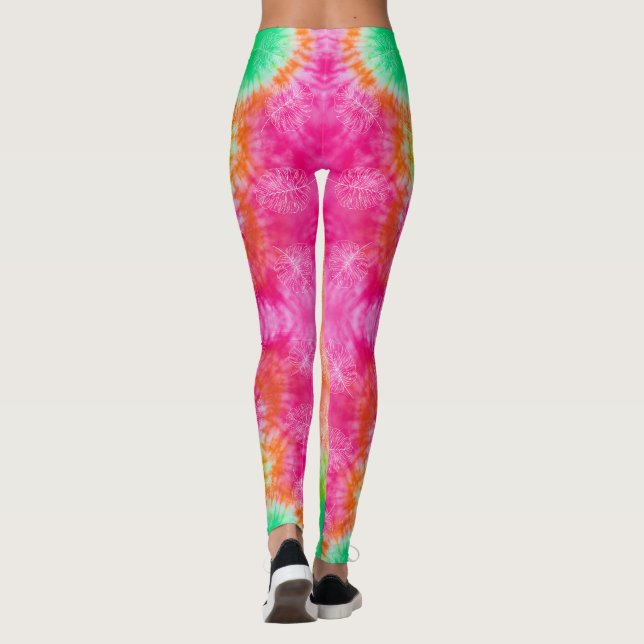 Legging Coluna Rosa E Verde E Corante (Verso)