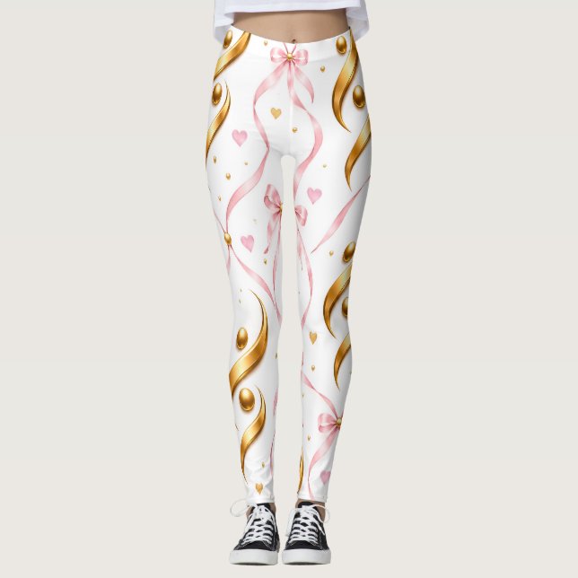 legging com laços e fitas rosa (Frente)