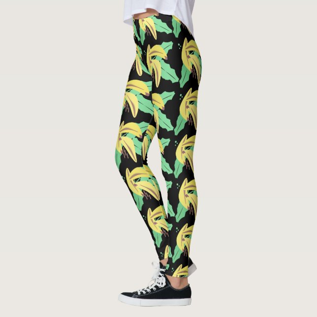 Legging com Padrão de Racho de Banana Amarela (Esquerda)
