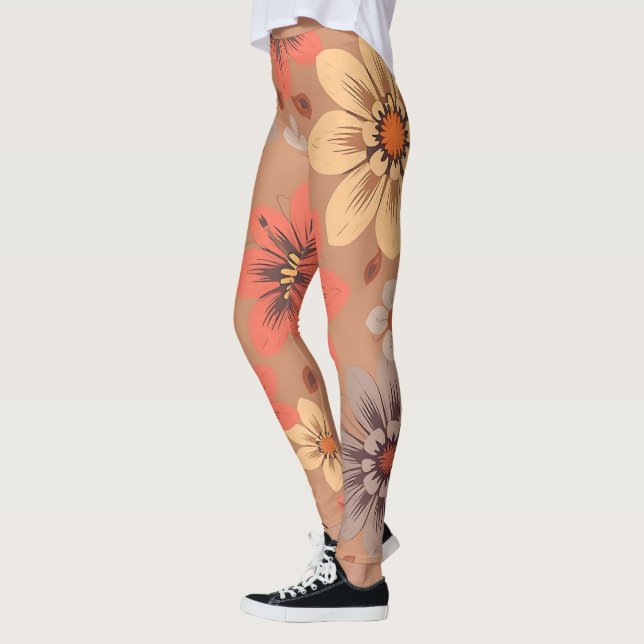 Legging com Padrão Floral Quente (Esquerda)