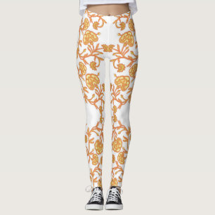 Legging com Papel de parede flexível branco e laranja eleg