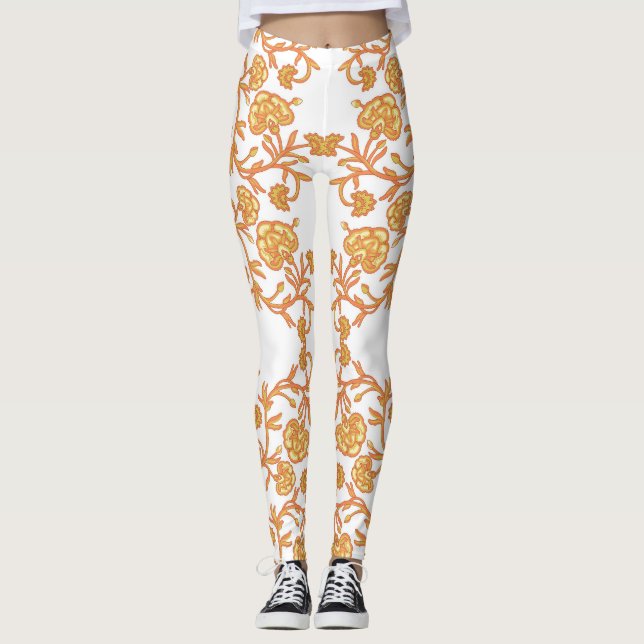 Legging com Papel de parede flexível branco e laranja eleg (Frente)