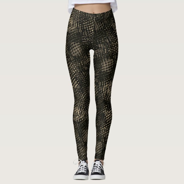 Legging Com revestimento quadrado riscado em marrom escuro (Frente)