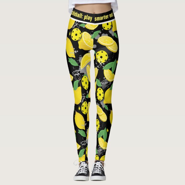 Legging 🍋 com texto personalizado 🍋 picleball de limão (Frente)